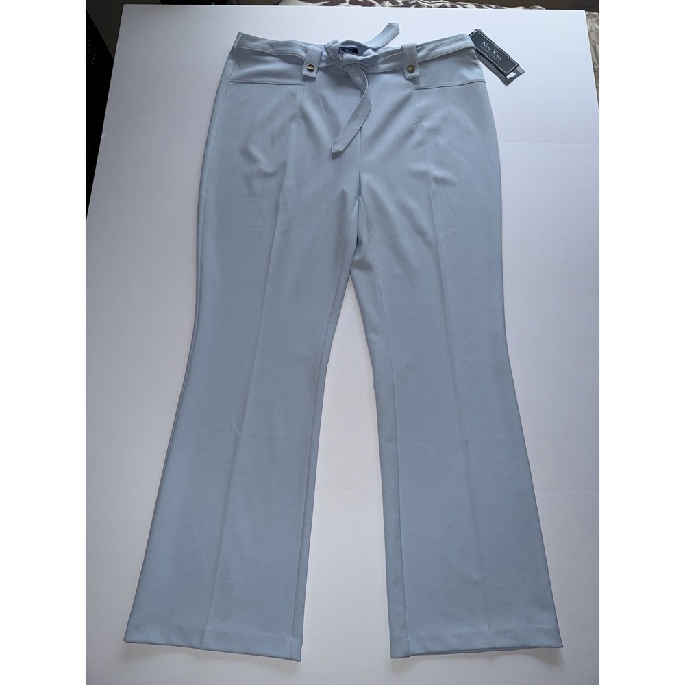 New York Clothing Co Women PXL Light Blue Bootcut Tie Waist Pants Trousers NWT
